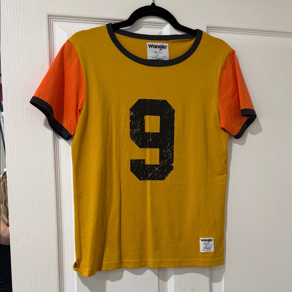 Wrangler Lainey Mustard and Orange Number 9 Tee